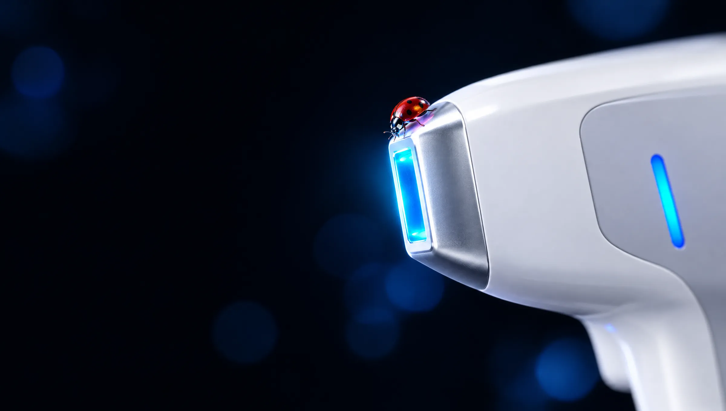 Un pequeño insecto rojo camina tranquilo sobre la ventana de luz del manípulo de la DEPIMAX 4D