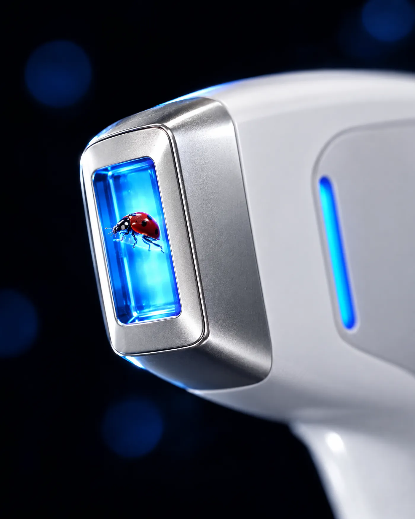 Un pequeño insecto rojo camina tranquilo sobre la ventana de luz del manípulo de la DEPIMAX 4D